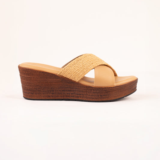 Amaira X-strap wedges in Beige