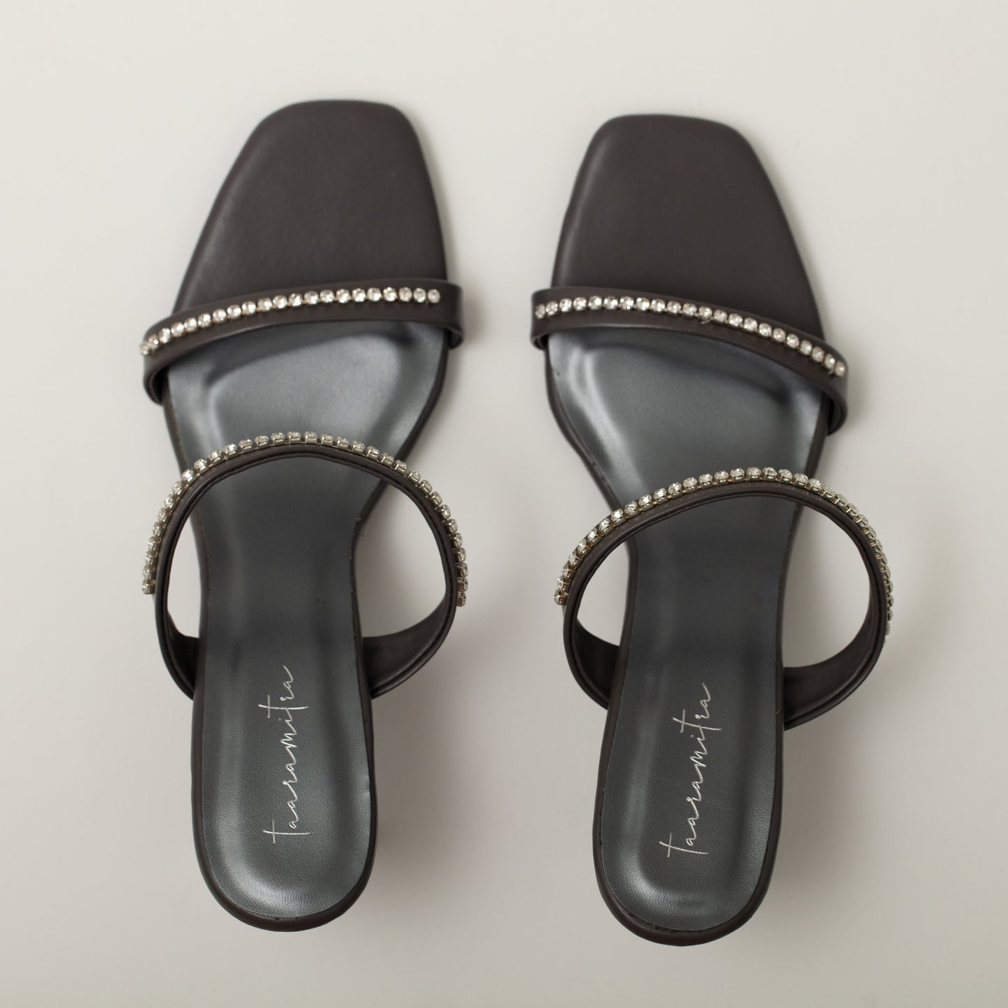 Daisy studded grey heels