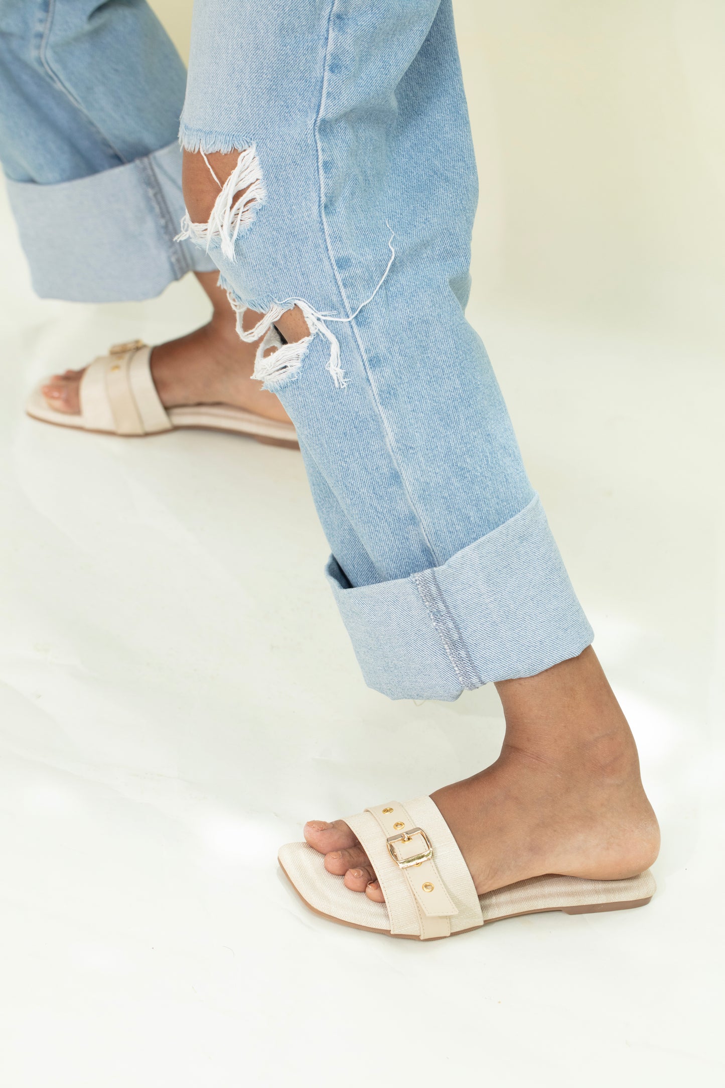 Nova denim flats in beige