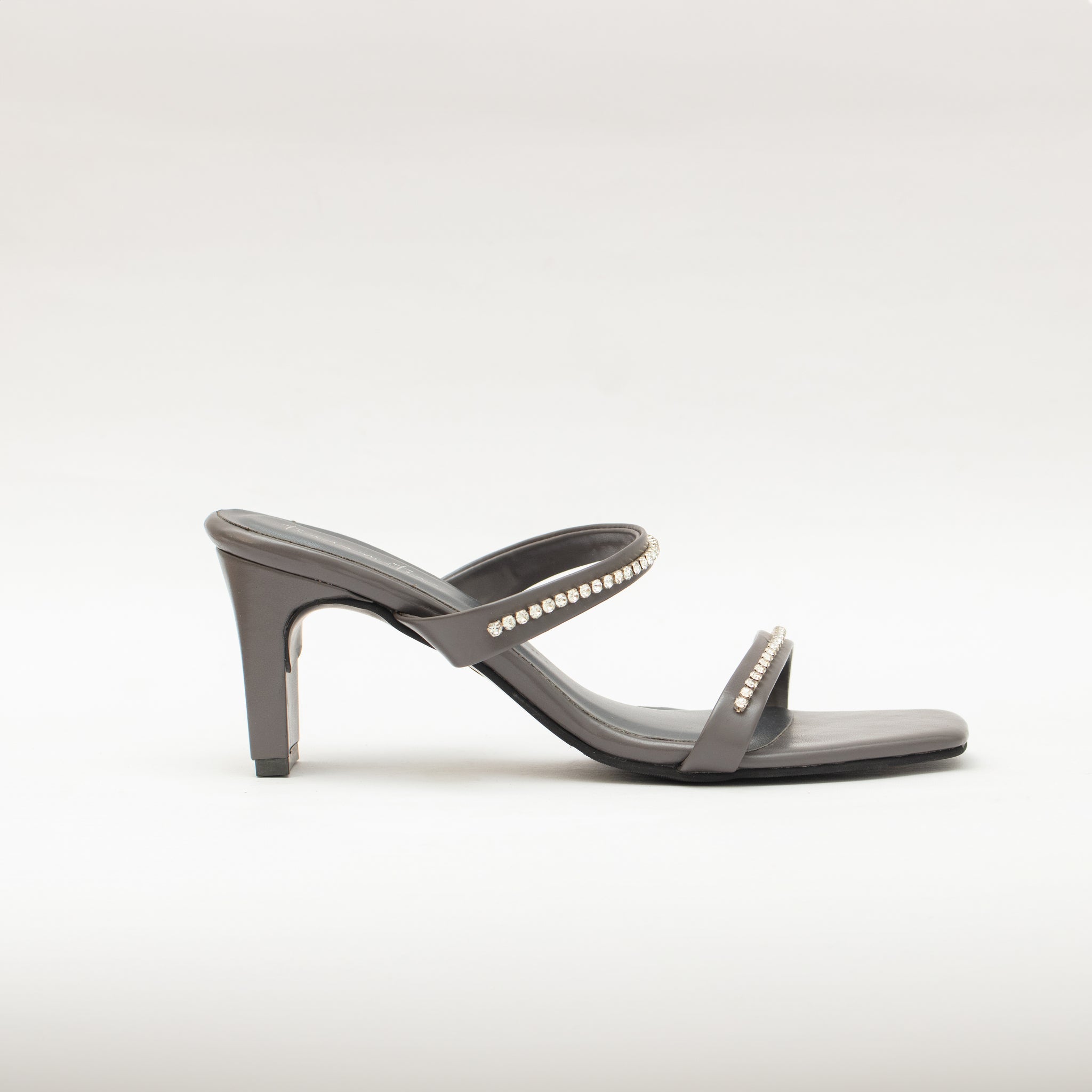 Grey discount heels sandals