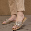 Aashna buckled sliders in beige