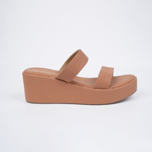 Ria two strap wedges in tan