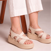 Leila wedge sandals in beige
