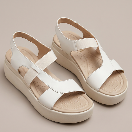 Leila wedge sandals in beige