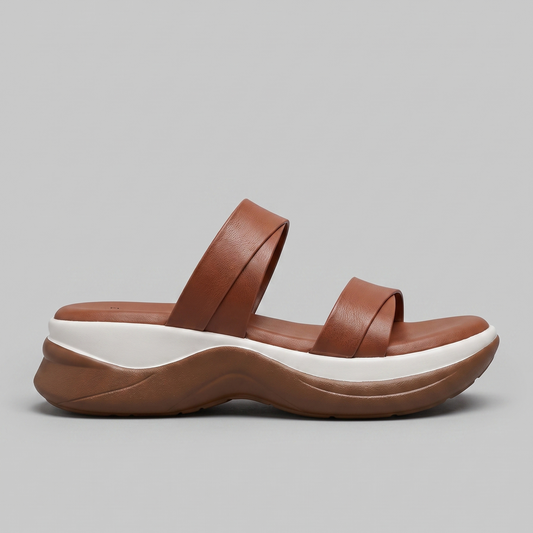 Meera two strap wedges in tan