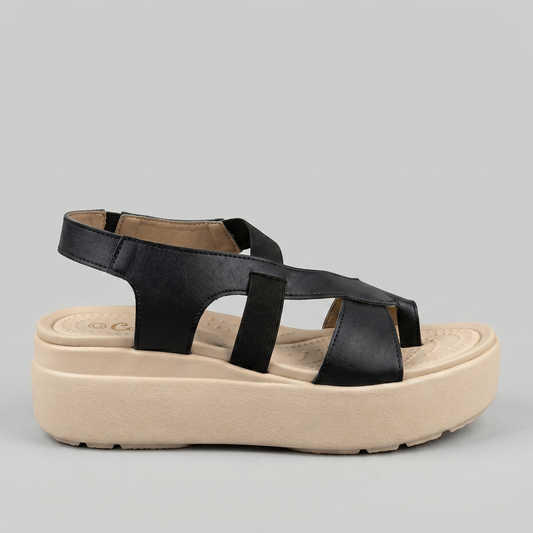 Leila wedge sandals in black