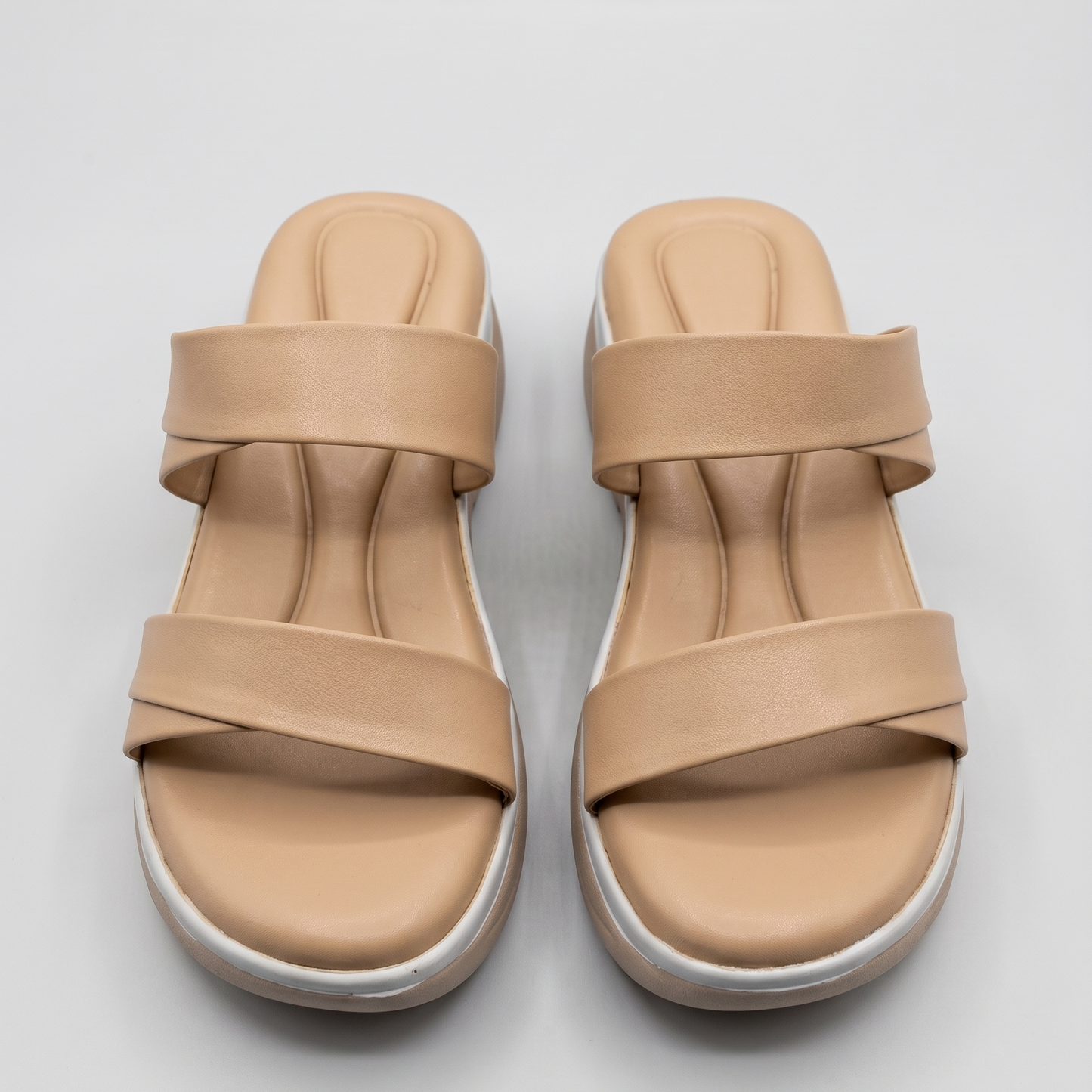 Meera two strap wedges in beige