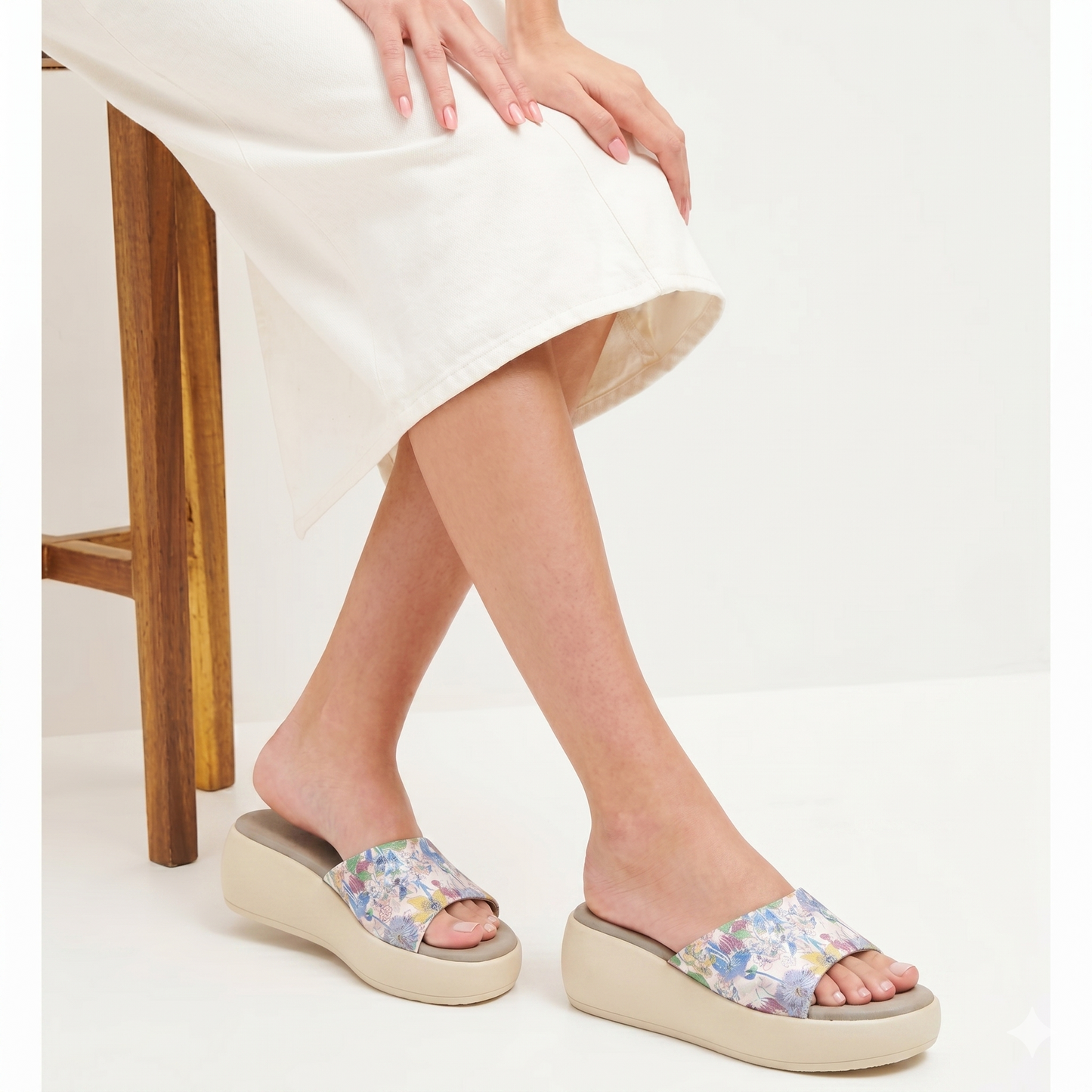 Kiara graphic wedges in peach