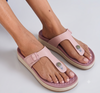 Avantika comfort T-strap flats in peach