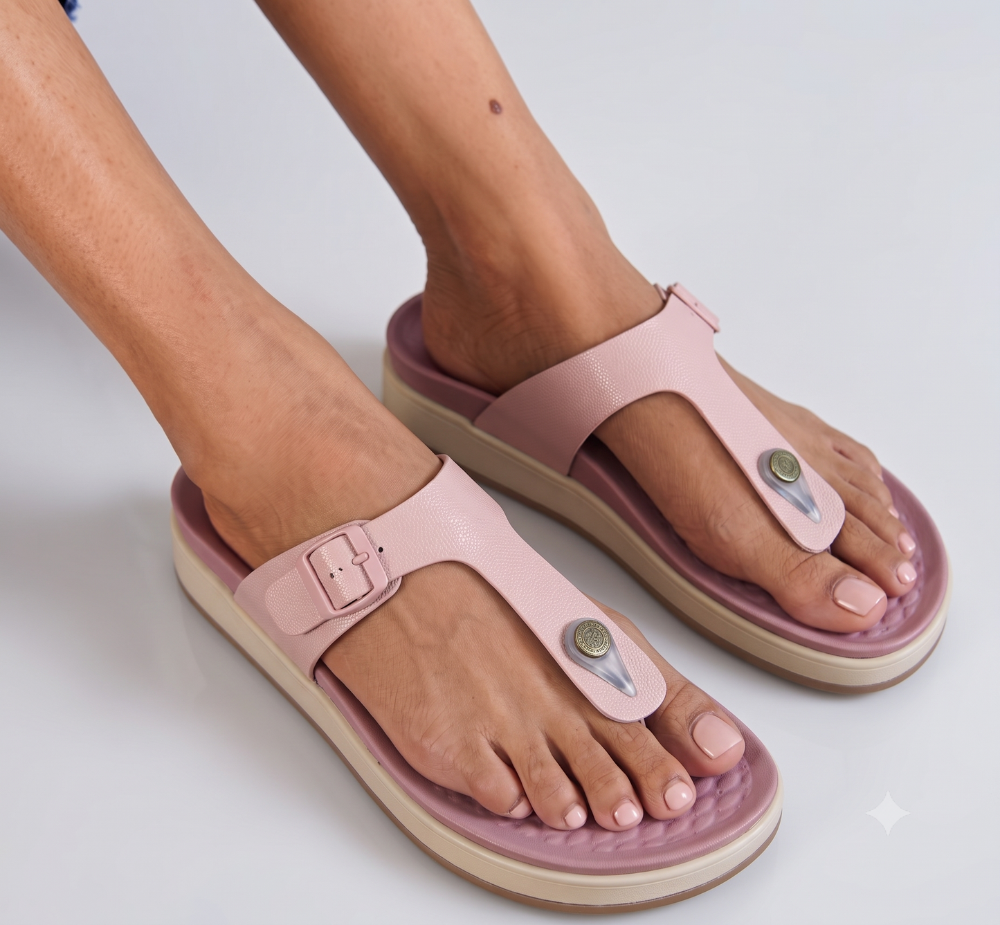 Avantika comfort T-strap flats in peach