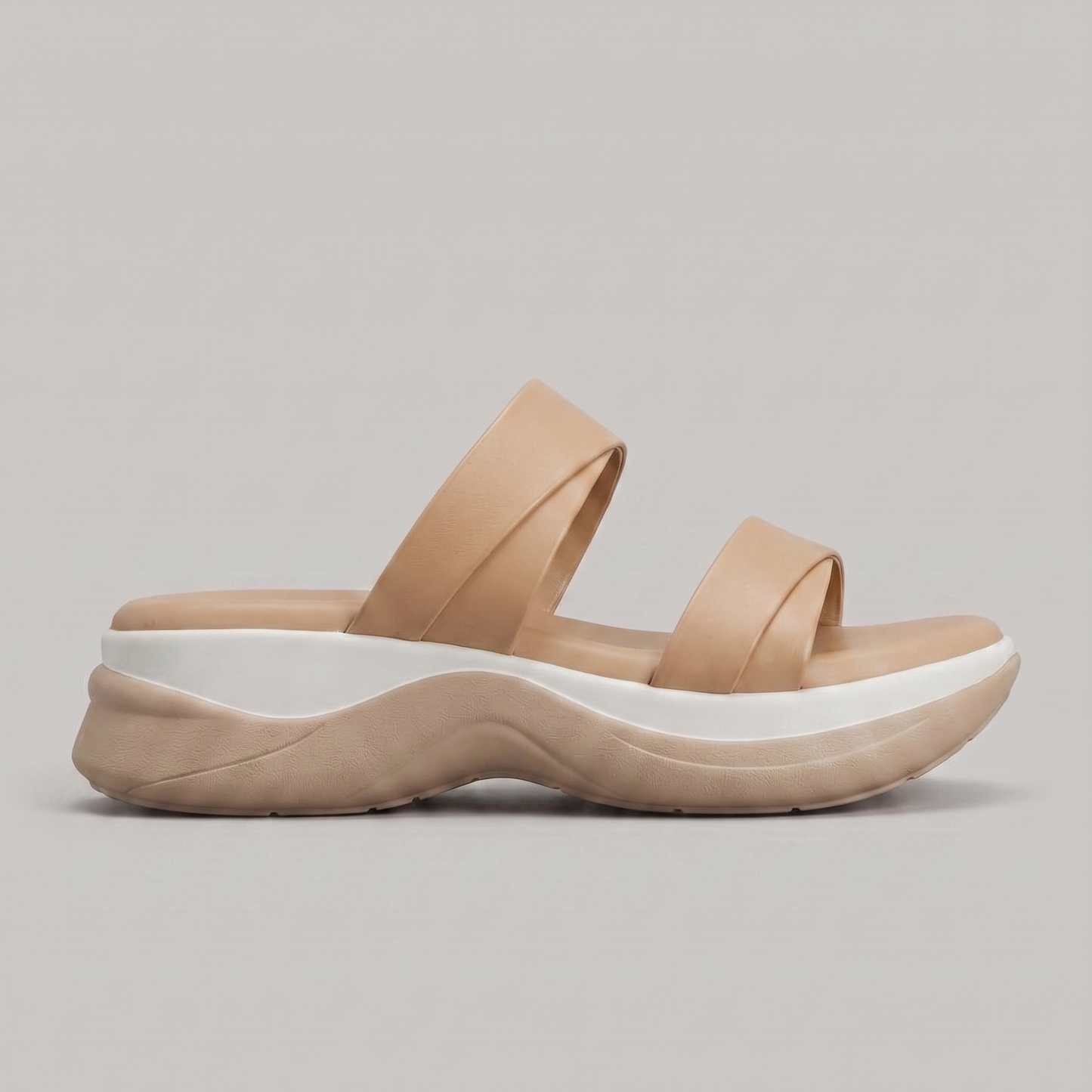 Meera two strap wedges in beige