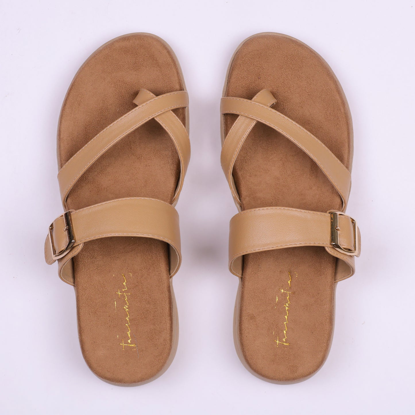 Leela toe ring flats in Beige