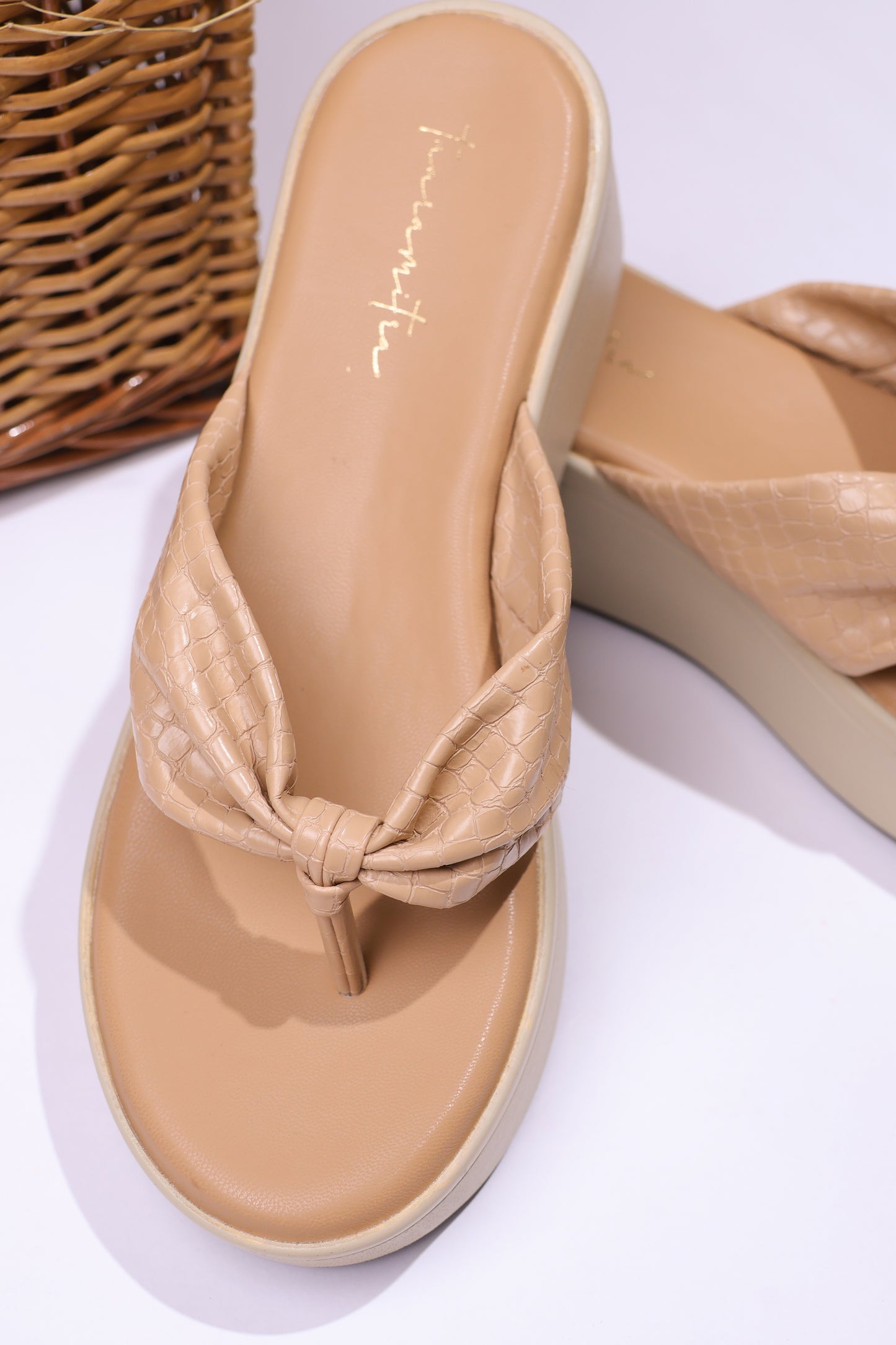Marina V strap wedges in Beige