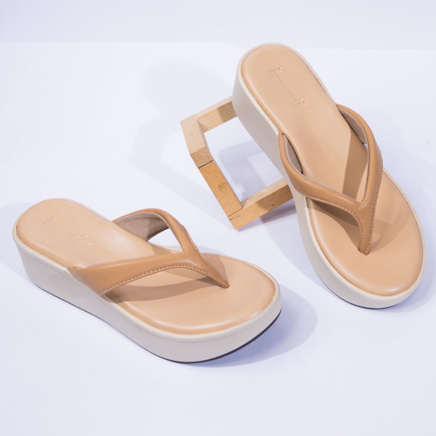 Veronica V strap wedges in Beige