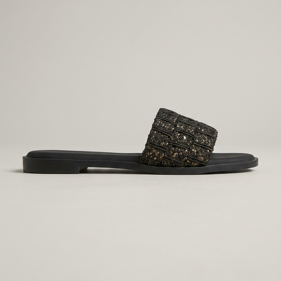 Nyla slider flats in black