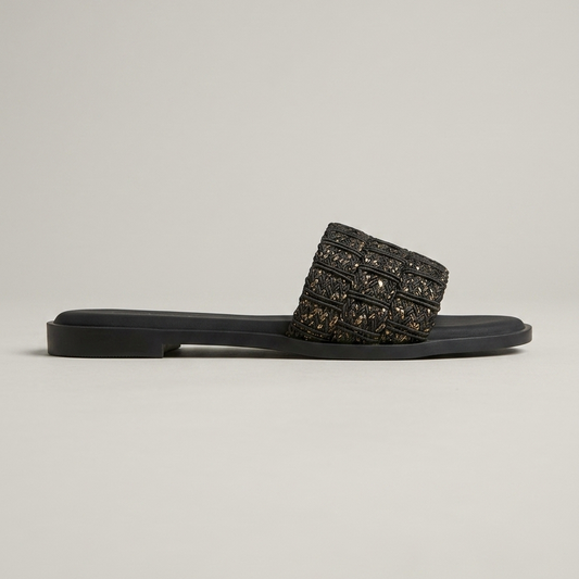 Nyla slider flats in black