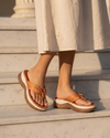 Sasha V-strap wedges in dark tan