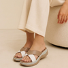 Bessie X-strap wedges in beige