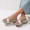 Bessie X-strap wedges in pista green