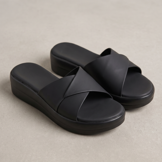 Shreya minimal wedges in black