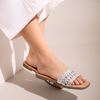 Zara woven sliders in silver