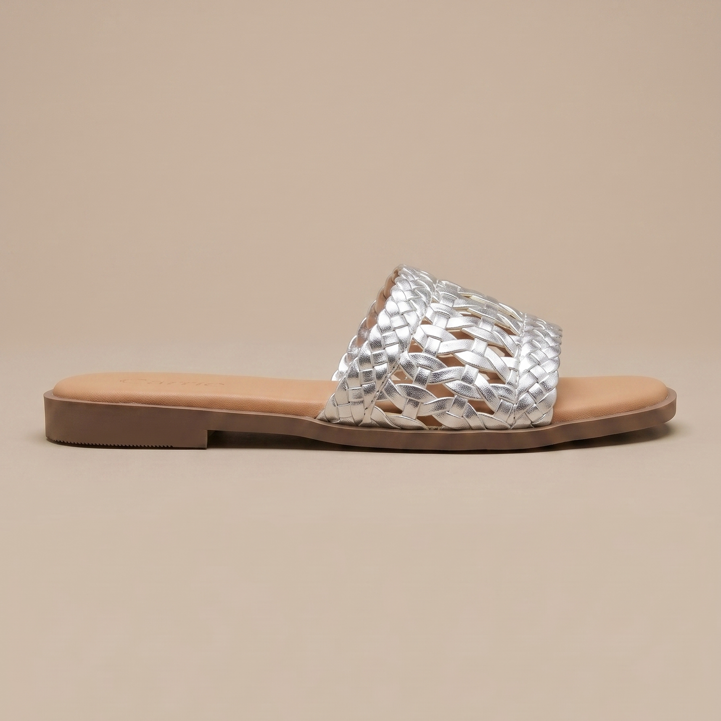 Zara woven sliders in silver
