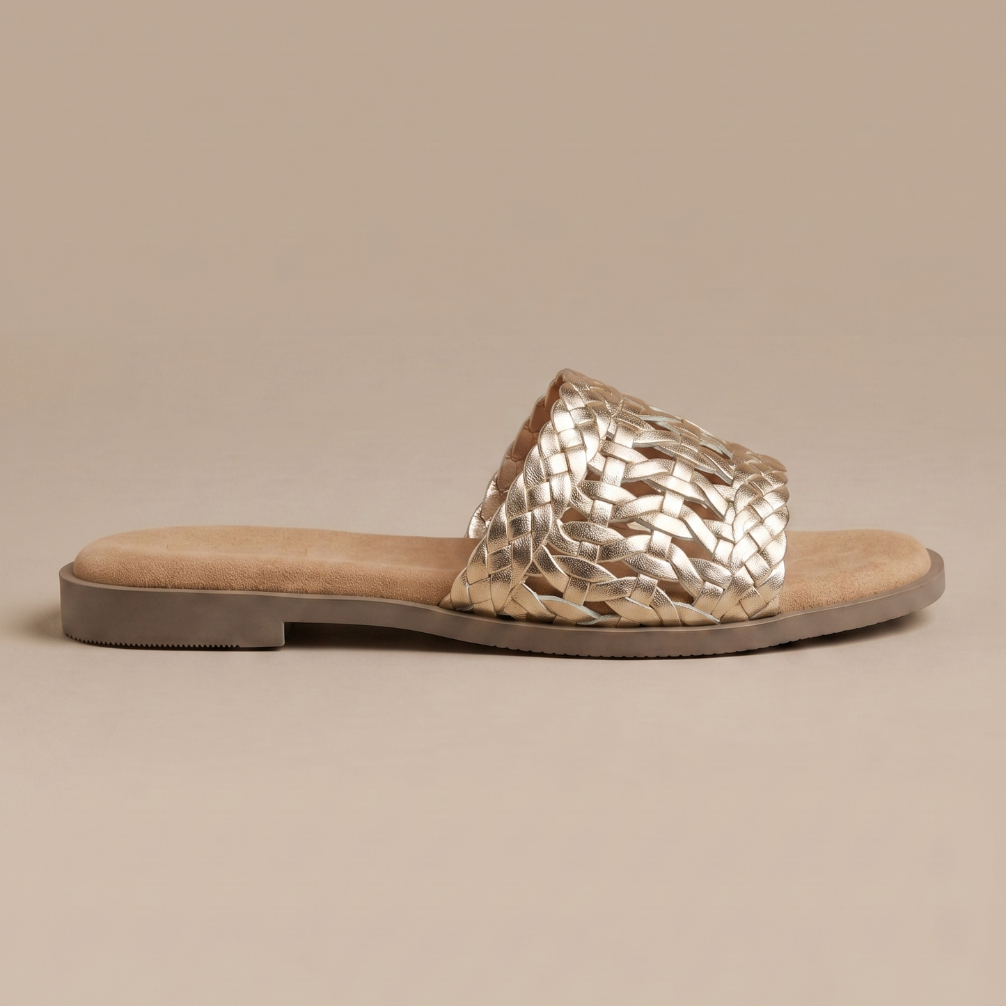 Zara woven sliders in gold