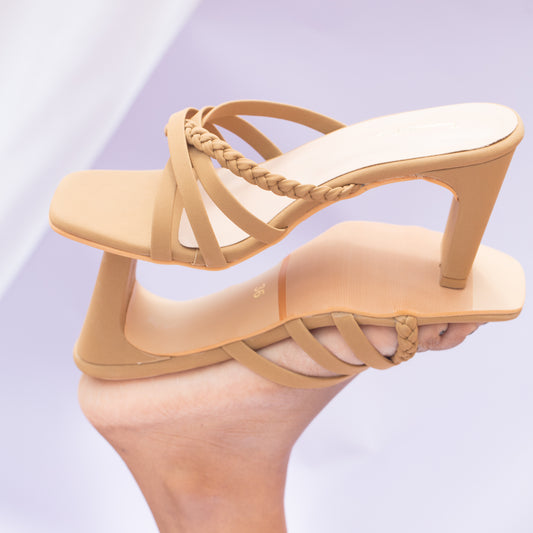 Frances strappy block heels in tan