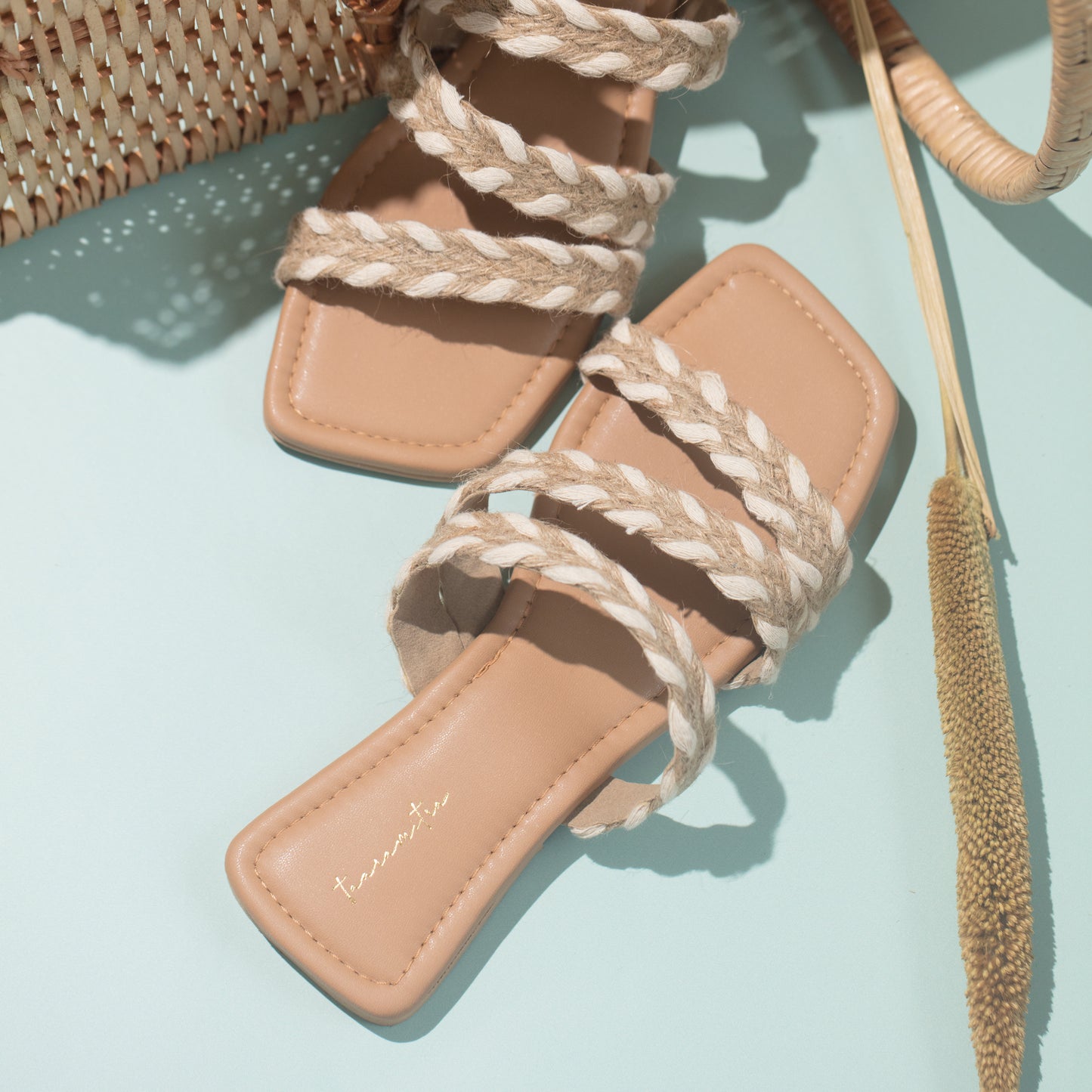 Esme Jute sliders in Nude