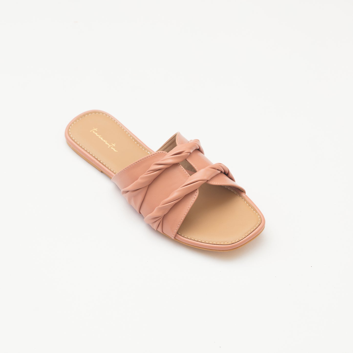 Knotted see through flats in peach