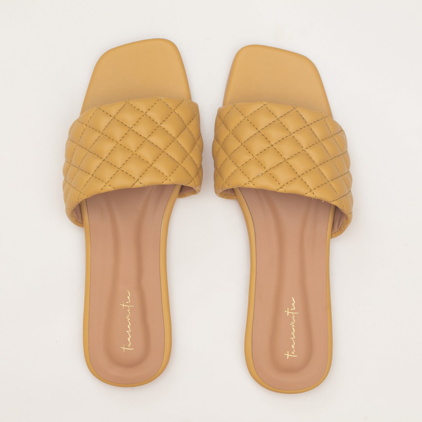 Quilted flats in Mustard