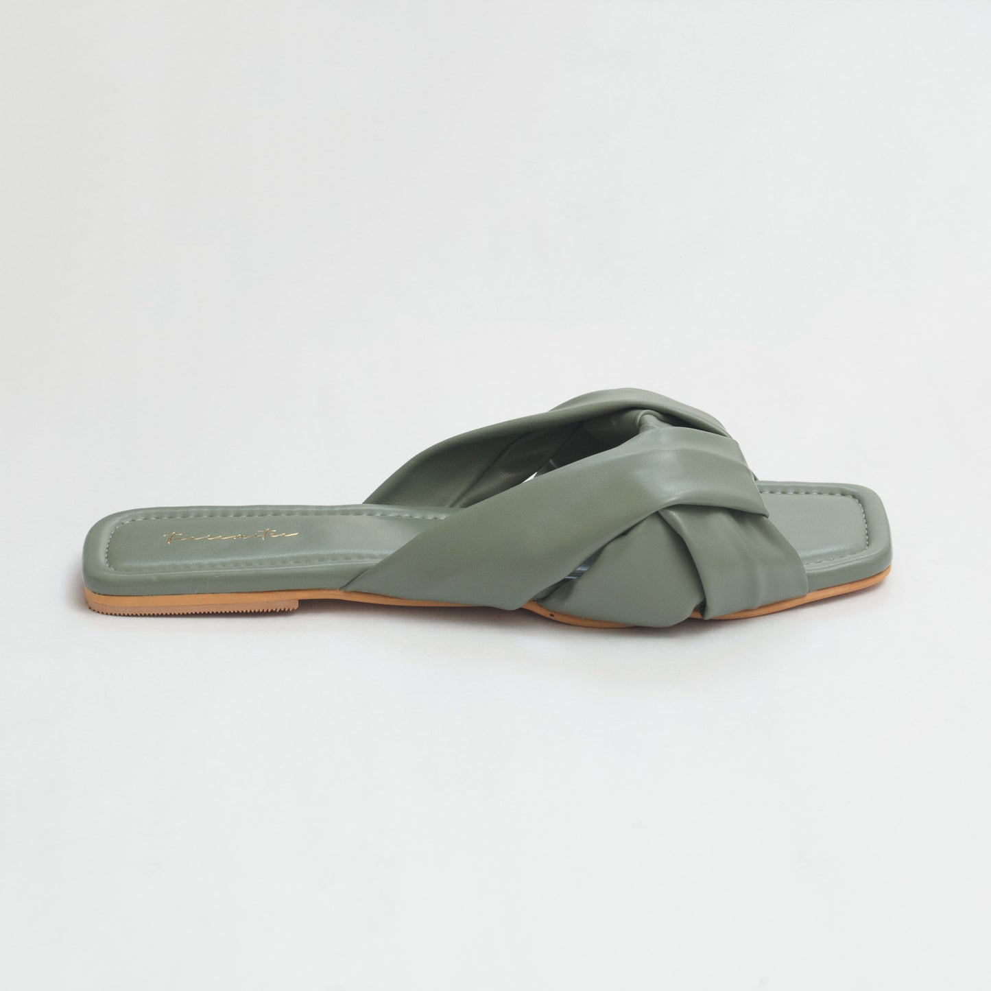 Knotted slider flats in Green