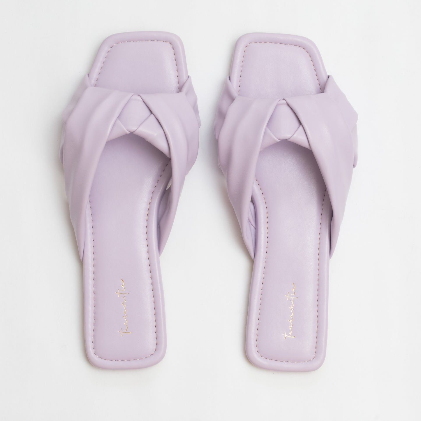 Knotted slider flats in Lilac